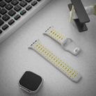 For Apple Watch 46mm / 49mm / 45mm / 44mm Single Nail Dual-Color Multi-hole Silicone Watch Band(Beige Clear Luminous) - 2