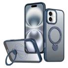 For iPhone 16 Wing Series Gen2 MagSafe Metal Ring Holder Phone Case(Blue) - 1