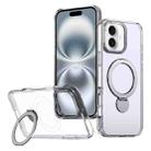 For iPhone 16 Wing Series Gen2 MagSafe Metal Ring Holder Phone Case(Transparent) - 1