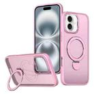 For iPhone 16 Wing Series Gen2 MagSafe Metal Ring Holder Phone Case(Pink) - 1