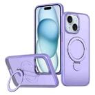 For iPhone 15 Wing Series Gen2 MagSafe Metal Ring Holder Phone Case(Light Purple) - 1