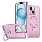 For iPhone 15 Wing Series Gen2 MagSafe Metal Ring Holder Phone Case(Pink) - 1