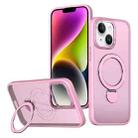 For iPhone 14 Plus Wing Series Gen2 MagSafe Metal Ring Holder Phone Case(Pink) - 1