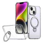 For iPhone 14 Wing Series Gen2 MagSafe Metal Ring Holder Phone Case(Transparent) - 1