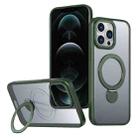 For iPhone 12 Pro Max Wing Series Gen2 MagSafe Metal Ring Holder Phone Case(Green) - 1