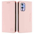 For OnePlus 9 RC01 Dual-Folded Magnetic Suction RFID Leather Phone Case(Pink) - 2