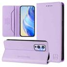 For OnePlus 9 RC01 Dual-Folded Magnetic Suction RFID Leather Phone Case(Light Purple) - 1