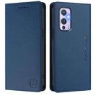 For OnePlus 9 RC01 Dual-Folded Magnetic Suction RFID Leather Phone Case(Dark Blue) - 2