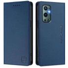 For OnePlus 9 Pro RC01 Dual-Folded Magnetic Suction RFID Leather Phone Case(Dark Blue) - 2