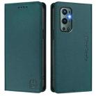 For OnePlus 9 Pro RC01 Dual-Folded Magnetic Suction RFID Leather Phone Case(Dark Green) - 2