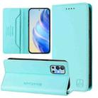 For OnePlus 9R / OnePlus 8T RC01 Dual-Folded Magnetic Suction RFID Leather Phone Case(Mint Green) - 1