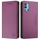 For OnePlus 9R / OnePlus 8T RC01 Dual-Folded Magnetic Suction RFID Leather Phone Case(Violet) - 2