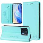 For OnePlus 10 Pro RC01 Dual-Folded Magnetic Suction RFID Leather Phone Case(Mint Green) - 1