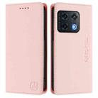 For OnePlus 10 Pro RC01 Dual-Folded Magnetic Suction RFID Leather Phone Case(Pink) - 2