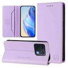 For OnePlus 10 Pro RC01 Dual-Folded Magnetic Suction RFID Leather Phone Case(Light Purple) - 1