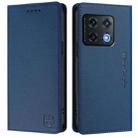 For OnePlus 10 Pro RC01 Dual-Folded Magnetic Suction RFID Leather Phone Case(Dark Blue) - 2