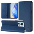 For OnePlus 10R / OnePlus Ace RC01 Dual-Folded Magnetic Suction RFID Leather Phone Case(Dark Blue) - 1