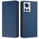 For OnePlus 10R / OnePlus Ace RC01 Dual-Folded Magnetic Suction RFID Leather Phone Case(Dark Blue) - 2