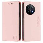 For OnePlus 11 RC01 Dual-Folded Magnetic Suction RFID Leather Phone Case(Pink) - 2