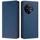 For OnePlus 11 RC01 Dual-Folded Magnetic Suction RFID Leather Phone Case(Dark Blue) - 2