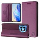 For OnePlus 12 Global RC01 Dual-Folded Magnetic Suction RFID Leather Phone Case(Violet) - 1