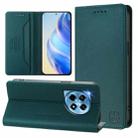 For OnePlus 12R RC01 Dual-Folded Magnetic Suction RFID Leather Phone Case(Dark Green) - 1