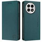 For OnePlus 13 RC01 Dual-Folded Magnetic Suction RFID Leather Phone Case(Dark Green) - 2