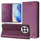 For OnePlus 13 RC01 Dual-Folded Magnetic Suction RFID Leather Phone Case(Violet) - 1