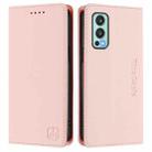 For OnePlus Nord 2 5G RC01 Dual-Folded Magnetic Suction RFID Leather Phone Case(Pink) - 2