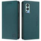 For OnePlus Nord 2 5G RC01 Dual-Folded Magnetic Suction RFID Leather Phone Case(Dark Green) - 2