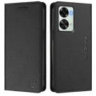 For OnePlus Nord 2T RC01 Dual-Folded Magnetic Suction RFID Leather Phone Case(Black) - 2