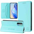 For OnePlus Nord CE 5G RC01 Dual-Folded Magnetic Suction RFID Leather Phone Case(Mint Green) - 1