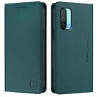 For OnePlus Nord CE 5G RC01 Dual-Folded Magnetic Suction RFID Leather Phone Case(Dark Green) - 2