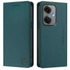 For OnePlus Nord CE3 RC01 Dual-Folded Magnetic Suction RFID Leather Phone Case(Dark Green) - 2