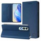 For OnePlus Nord CE4 RC01 Dual-Folded Magnetic Suction RFID Leather Phone Case(Dark Blue) - 1