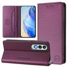 For OnePlus Nord CE4 RC01 Dual-Folded Magnetic Suction RFID Leather Phone Case(Violet) - 1