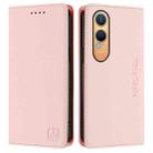 For OnePlus Nord CE4 Lite RC01 Dual-Folded Magnetic Suction RFID Leather Phone Case(Pink) - 2