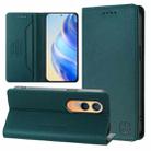 For OnePlus Nord CE4 Lite RC01 Dual-Folded Magnetic Suction RFID Leather Phone Case(Dark Green) - 1