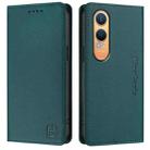 For OnePlus Nord CE4 Lite RC01 Dual-Folded Magnetic Suction RFID Leather Phone Case(Dark Green) - 2