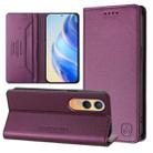 For OnePlus Nord CE4 Lite RC01 Dual-Folded Magnetic Suction RFID Leather Phone Case(Violet) - 1