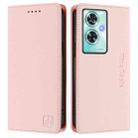 For OnePlus Nord N30 SE RC01 Dual-Folded Magnetic Suction RFID Leather Phone Case(Pink) - 2