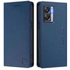 For OnePlus Nord N300 RC01 Dual-Folded Magnetic Suction RFID Leather Phone Case(Dark Blue) - 2