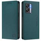 For OnePlus Nord N300 RC01 Dual-Folded Magnetic Suction RFID Leather Phone Case(Dark Green) - 2