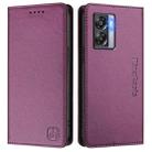 For OnePlus Nord N300 RC01 Dual-Folded Magnetic Suction RFID Leather Phone Case(Violet) - 2