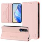 For OnePlus Ace 5 Ultra RC01 Dual-Folded Magnetic Suction RFID Leather Phone Case(Pink) - 1