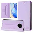 For Honor 50 Lite RC01 Dual-Folded Magnetic Suction RFID Leather Phone Case(Light Purple) - 1