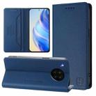 For Honor 50 Lite RC01 Dual-Folded Magnetic Suction RFID Leather Phone Case(Dark Blue) - 1