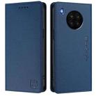 For Honor 50 Lite RC01 Dual-Folded Magnetic Suction RFID Leather Phone Case(Dark Blue) - 2