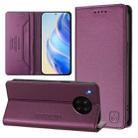 For Honor 50 Lite RC01 Dual-Folded Magnetic Suction RFID Leather Phone Case(Violet) - 1