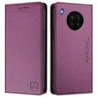 For Honor 50 Lite RC01 Dual-Folded Magnetic Suction RFID Leather Phone Case(Violet) - 2